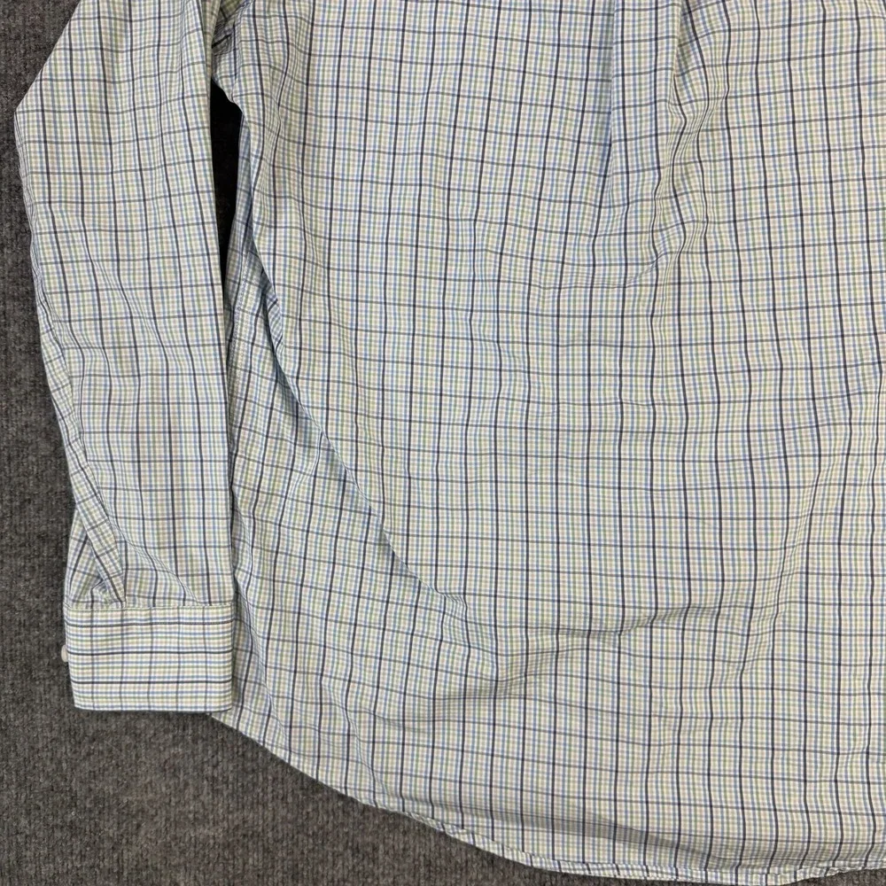 Onward Reserve Shirt Mens Extra Large Blue Green Plaid Tailored Fit Non Iron